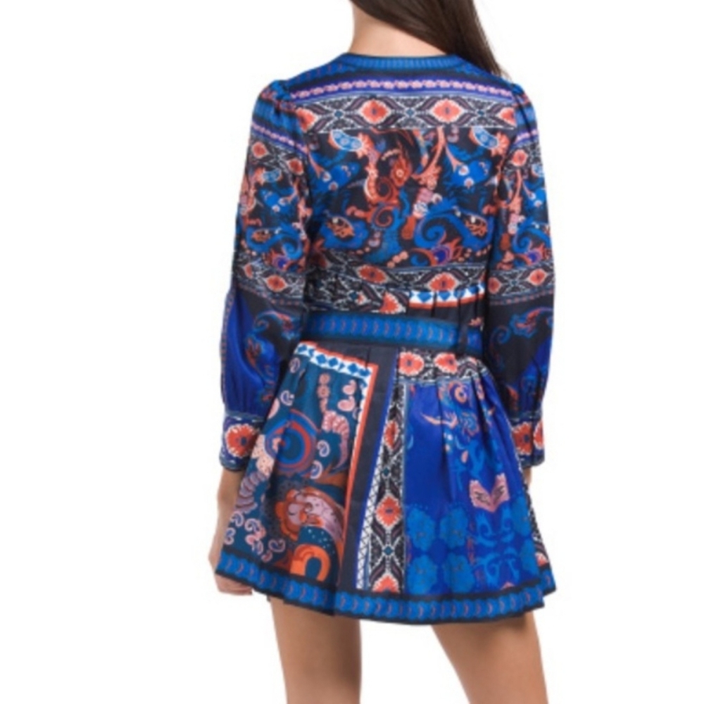 Dalia MacPhee Blue Printed Shirt Midi Dress XL